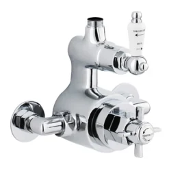Nuie Traditional Twin Exposed Thermostatic Shower Valve - Chrome