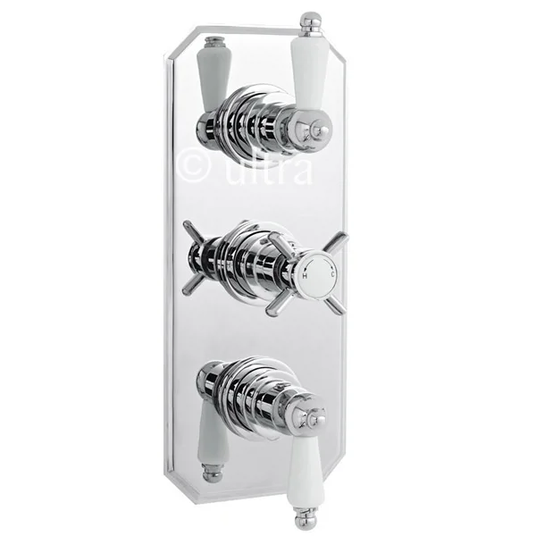 Traditional Triple Concealed Shower Valve With Diverter, 8" Fixed Shower Head, 4 Body Jets & Slider 6 Traditional Triple Concealed Shower Valve With Diverter, 8" Fixed Shower Head, 4 Body Jets & Slider - Image 4