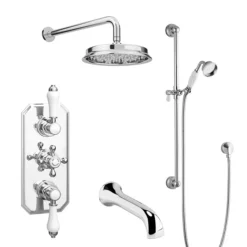 Trafalgar Traditional Shower Package With Fixed Head, Slide Rail Kit + Bath Spout 13 Trafalgar Traditional Shower Package With Fixed Head, Slide Rail Kit + Bath Spout -Triton Sales Store tradpk04 n d2