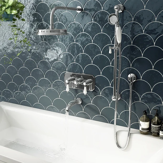 Trafalgar Traditional Shower Package With Fixed Head, Slide Rail Kit + Bath Spout 4 Trafalgar Traditional Shower Package With Fixed Head, Slide Rail Kit + Bath Spout - Image 2