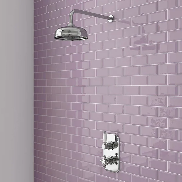 Trafalgar Traditional Twin Concealed Thermostatic Shower Valve Inc. 8" Apron Fixed Head 4 Trafalgar Traditional Twin Concealed Thermostatic Shower Valve Inc. 8" Apron Fixed Head - Image 2