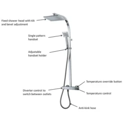 Triton Tees Thermostatic Bar Shower Mixer With Diverter & Kit - Chrome -Triton Sales Store untebmdiv d4