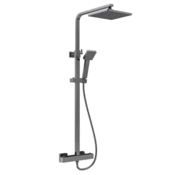 Venice Cubo Brushed Gun Metal Modern Thermostatic Shower