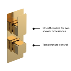 Venice Cubo Twin Thermostatic Shower Valve With Diverter - Brushed Brass