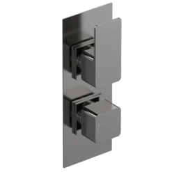 Venice Cubo Twin Thermostatic Shower Valve - Brushed Gun Metal