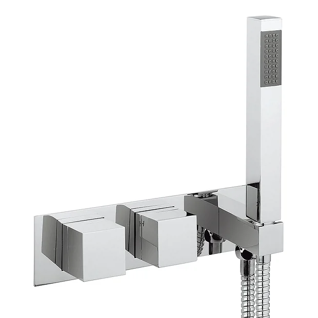 Crosswater - Water Square Wall Mounted Thermostatic Shower Valve With Handset 3 Crosswater - Water Square Wall Mounted Thermostatic Shower Valve With Handset